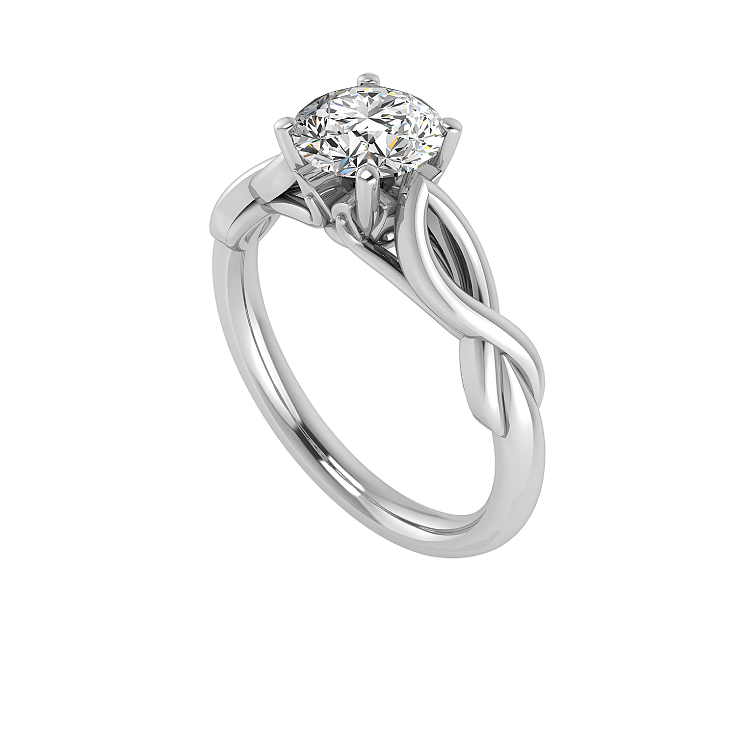 Mia Twisted Plain band 4 prong Solitaire